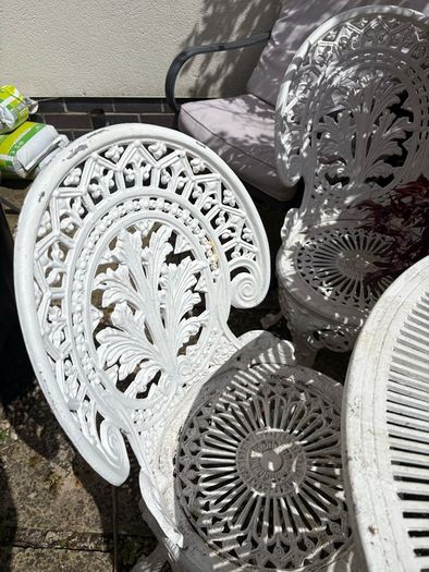 Vintage Cast Aluminium Garden Dining Set Table & 4 Chairs