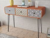 Console Table with 3 Drawers Brown