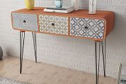 Console Table with 3 Drawers Brown