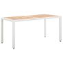 Garden Table White 150x90x75 cm Poly Rattan and Solid Acacia Wood Image 2