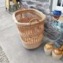 large wicker Laundry / Bakery Basket on wheels 34" long Image 3