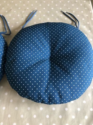 Polka Dot Round Cushions With Ties x2