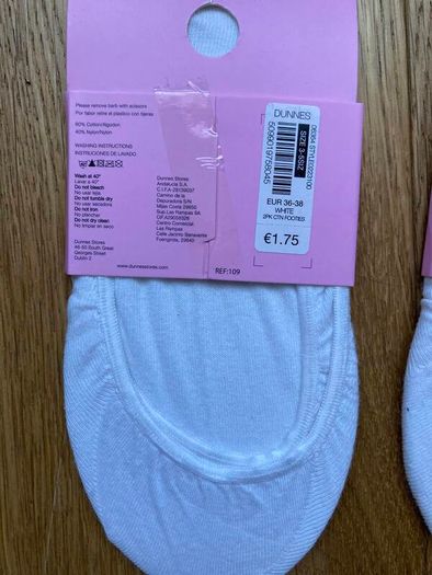 White Cotton Socks UK Size 3-5 ONLY 1euro set of 2 (2set left)