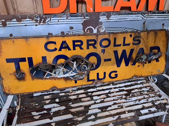 Vintage Roached Enamel Sign