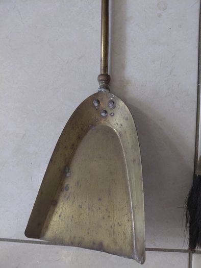 Antique French fireplace set 1950s features handles with various figures with animal finials