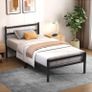 Single Bed Frames with Wood Headboard  Metal Image 3