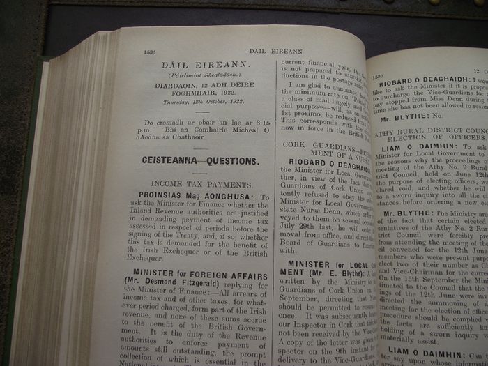 1922 Dail Eireann Parliamentary Debates. Official Report. Volume 1