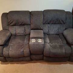 Dark grey 2-seater recliner sofa. As new. Wicklow Town.