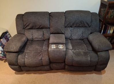 Dark grey 2-seater recliner sofa. As new. Wicklow Town.