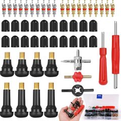 74 Pcs Car Tyre Valve Removal Tool Set, Tyre Valve Repair Kit, Tyre Valve Core Remover, with Valve Stem Cores, Valve Core Removal, Valve Tool for Bicycle Auto Car