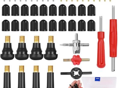 74 Pcs Car Tyre Valve Removal Tool Set, Tyre Valve Repair Kit, Tyre Valve Core Remover, with Valve Stem Cores, Valve Core Removal, Valve Tool for Bicycle Auto Car