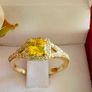 14K Gold Canary Yellow Tourmaline Halo Ring Image 2