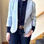 Premium Light Blue Cropped Jacket Vintage Style Minimalist Blazer XL/14 Image 2