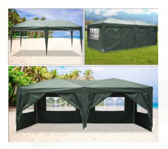 3 x 6 m Gazebo  Party Garden Beer Tent Waterproof Marquee with 6 Side Panels, White