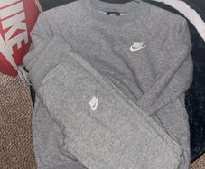 Nike Crewneck Club Fleece Tracksuit Extra Small Smoky Grey