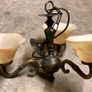 2x antique brass 3-way pendant light fixtures Image 3