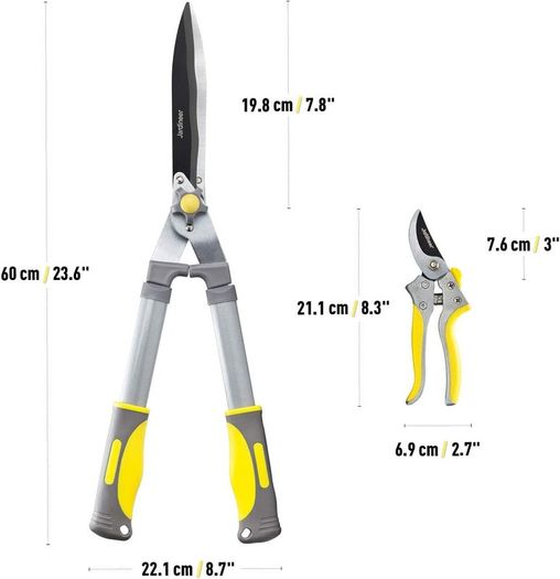 2pcs Garden Shears, Hedge Shears for Trimming Shrubs and Pruning Shears for Cutting Branches, Heavy Duty Garden Tools
