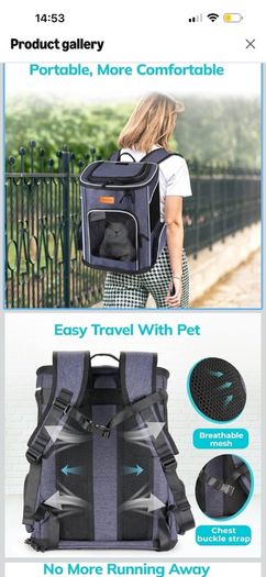 Pet carrier for small dogs or cats backpack