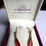 Vintage Gold Plated Red Red Teardrop Earrings Image 3
