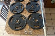 Olympic 20kg 7 Foot Olympic Barbell + High End Urethane Olympic Weight Plates
