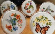 Handmade Cross Stitch Embroided Display Coasters
