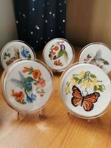 Handmade Cross Stitch Embroided Display Coasters