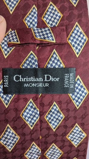 Christian Dior Monsieur Tie Burgundy Silk Geometric Handmade Designer