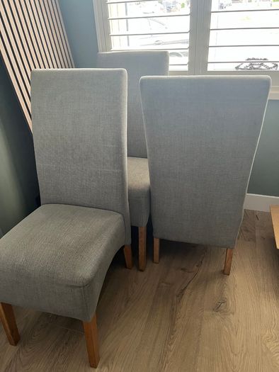 3 Grey fabric kitchen chairs