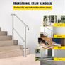 5 Step Railing Stainless Steel Transitional Handrail fit for Level Surface and 1 to 5 Steps Adjustable Stair Railing Indoor Outdoor Step Railings 99.8 kg Capacity Image 2
