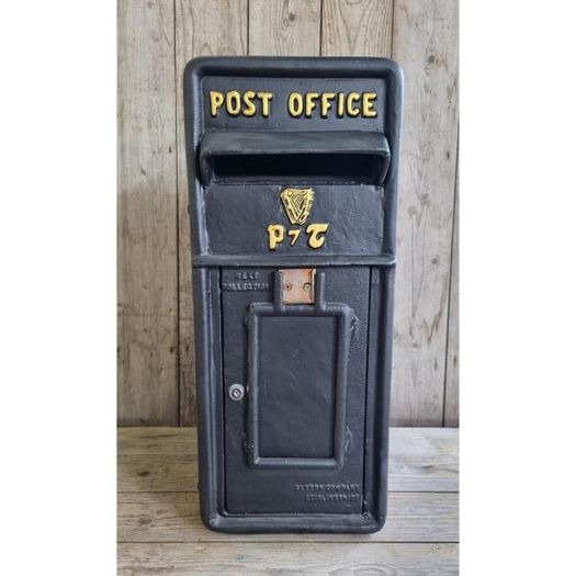 Cast Iron Post Box Large Small Harp Black CH R MB05 B