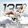 Big and Tall PU Leather Ergonomic Office Chair, 200KG Adjustable High Back Computer Chair,Executive Swivel Chair with Footrest and Lumbar Support, White Image 2