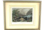 Vintage lithograph Scene at Gougane Barra, Cork