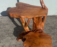 Unique Sculptural Tree Root Display Stand / Live Edge 2-Tier Table