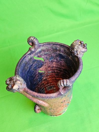 Michael Kennedy Sligo Studio Pottery Vase , Irish Ceramic Art, Ram Horn Handles