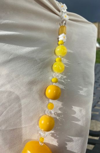 NEW Handmade Yellow Marshmallow 1930s Bead Necklace by Irish Designer helenrose