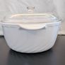 Vintage Arcopal France White Swirl Casserole Dish with Glass Lid Image 4
