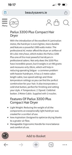 Paralux 3200 Plus Pink Hairdryer