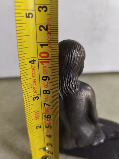 Vtg Nude Naked Woman Lady Girl Mermaid Rock Bronze Figurine Denmark Paperweight