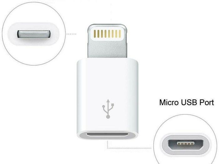 2 X Micro USB (Female) to Apple Lighting 8 Pin (Male) Charger/Data Sync Adapter/Convertor (Black&White) (Brand New/Warranty)