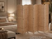 6 Panel Folding Room Divider  Natural Woven Privacy Screen 170 x 241 cm