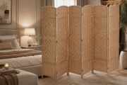 6 Panel Folding Room Divider  Natural Woven Privacy Screen 170 x 241 cm