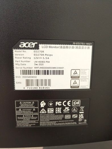 Acer ED270R Curved Monitor