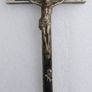 Antique Large Golgotha Crucifix Cross 6.5" Metal Ebony Wood German Skull Bones Image 4