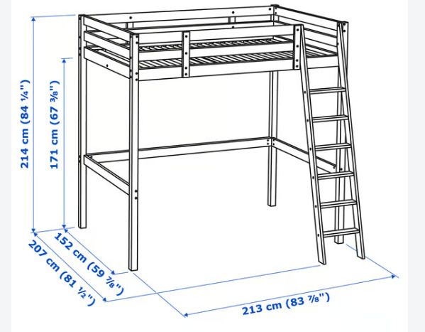 IKEA STORA Double Loft Bed 140 x 200 cm