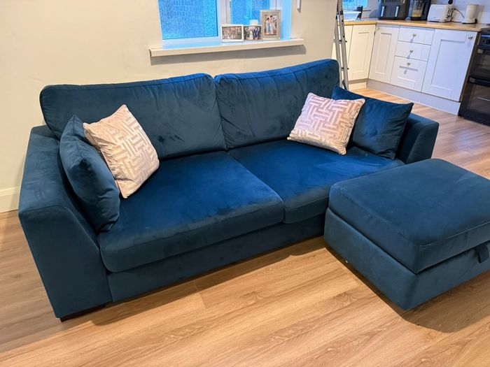 DFS Navy Plush Sofa