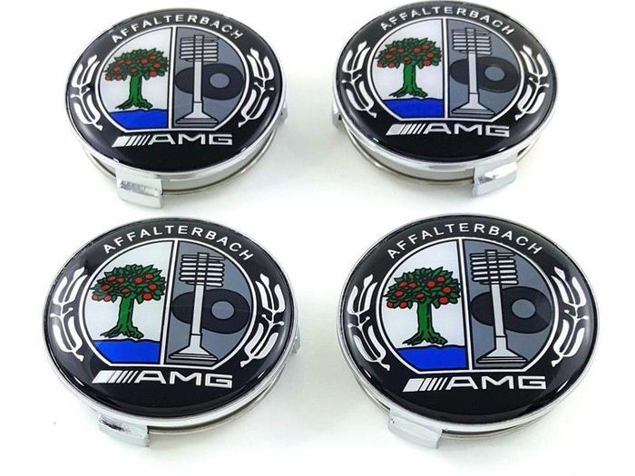 Affalterbach 4PCS 75MM Mercedes Blue Car Alloy Wheel Center Wheel Hub Caps A B C CLA CLS G M R W202