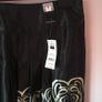 New Black Satin with Swirl Print, Size14 skirt pleated at the front Image 3