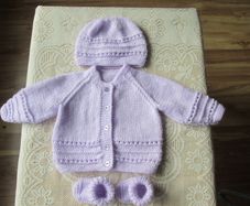 Hand knitted baby cardigans, Hat & Booties Set's