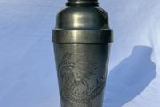 Vintage Chinese Pewter Cocktail Shaker - Kut Hing Swatow - Dragon Pattern