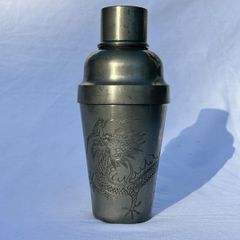 Vintage Chinese Pewter Cocktail Shaker - Kut Hing Swatow - Dragon Pattern